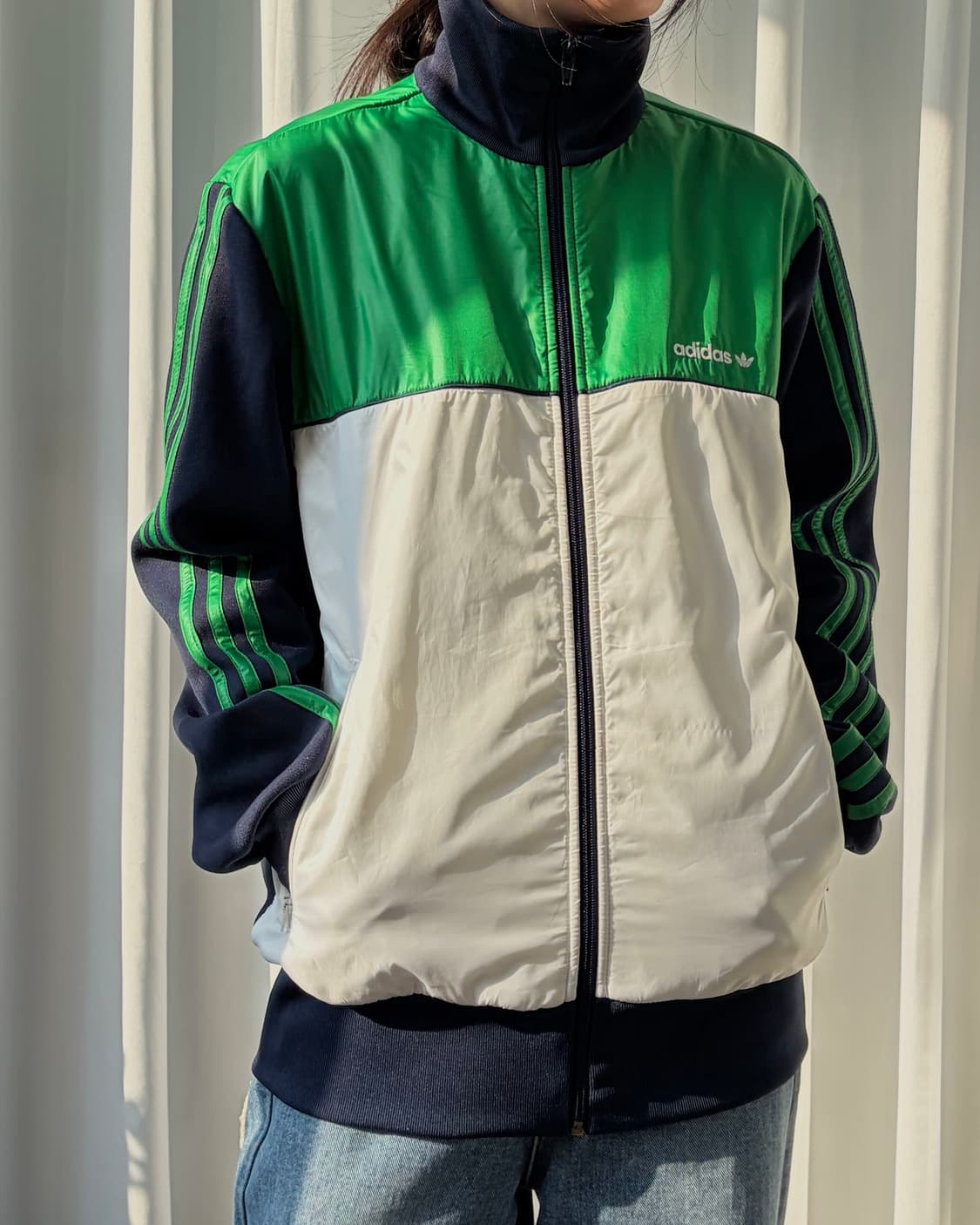 [L]아디다스 트레포일 나일론 흰초 트랙탑 져지 상품이미지2