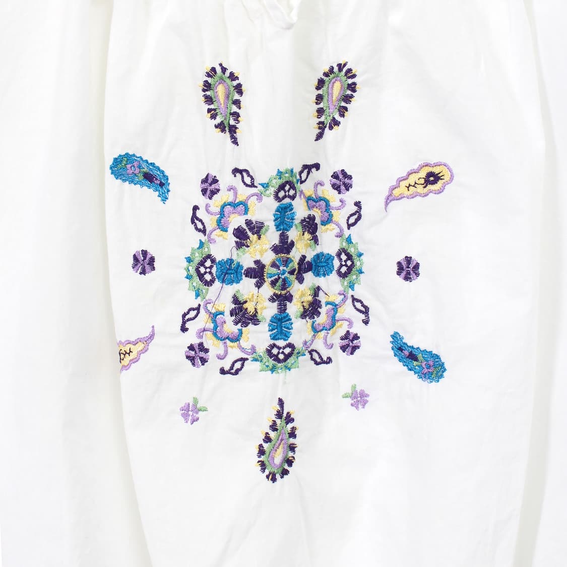 유럽 빈티지 에스닉 자수 코튼 여름 화이트 블라우스 상품이미지2