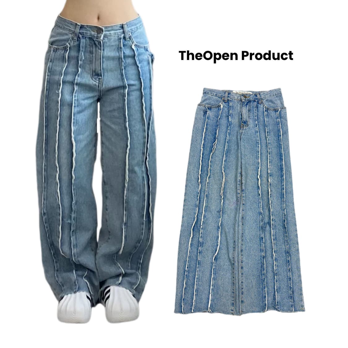 더오픈프로덕트 디스트레스드 와이드 데님팬츠 상품이미지1