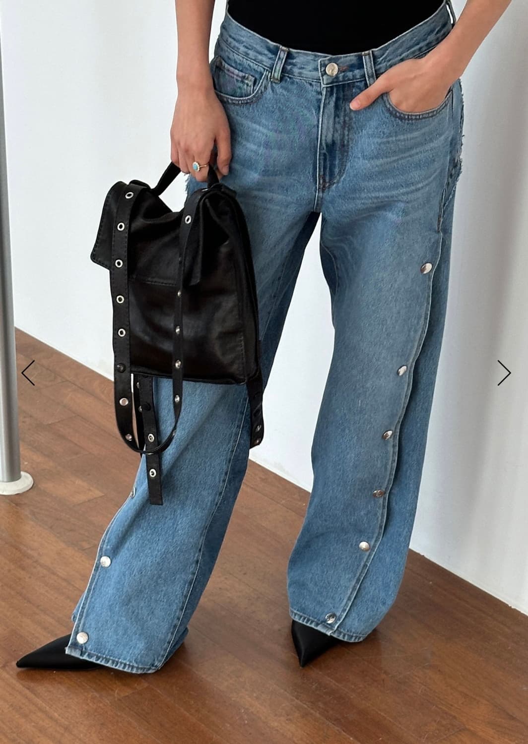 Buttoned wide jean vintage blue 데님팬츠 상품이미지4
