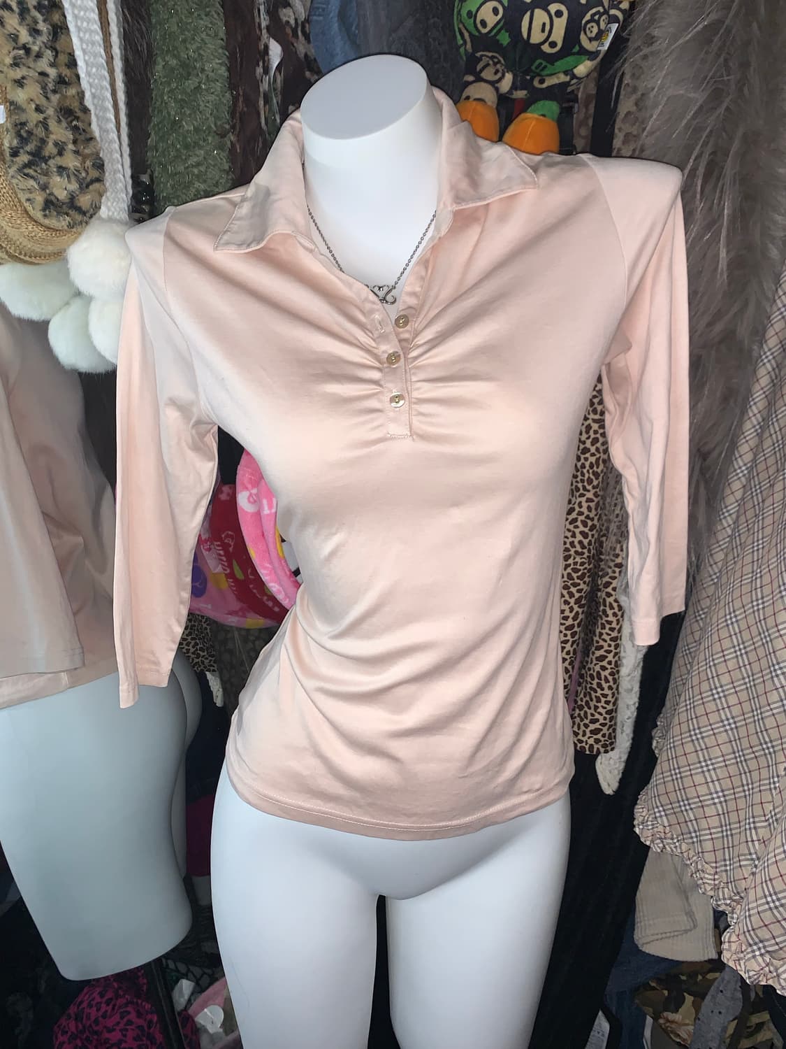 y2k 핑크 카라 긱시크 핑크탑 상품이미지1