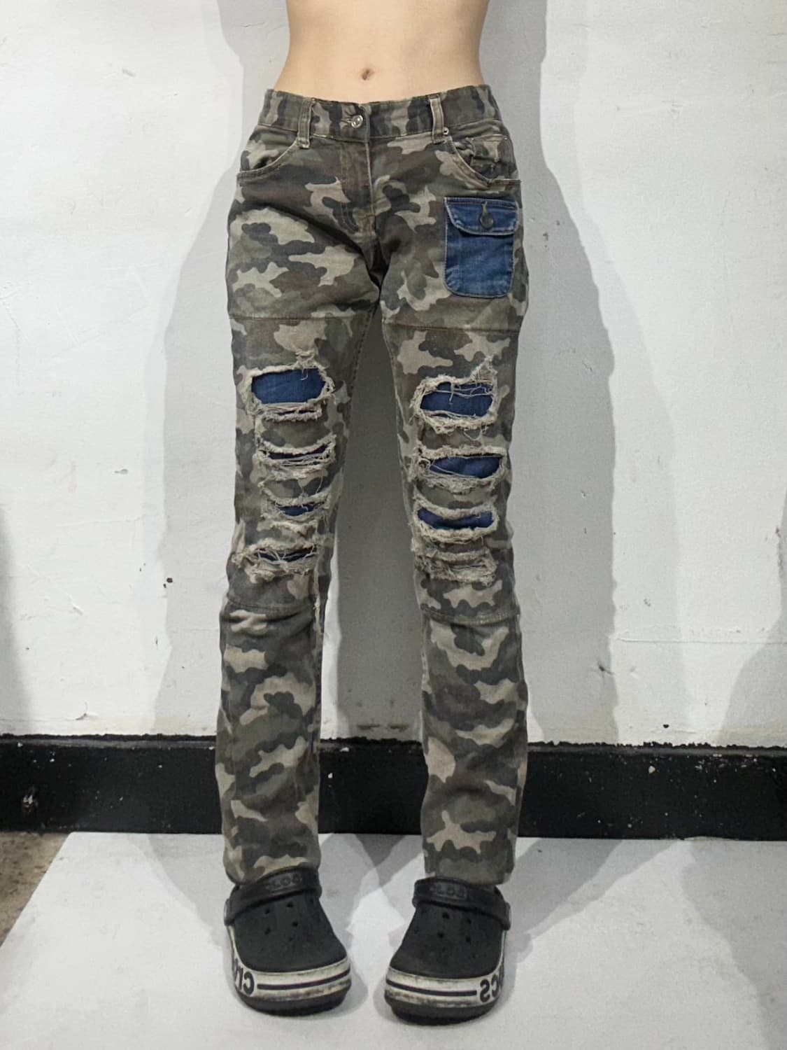 빈티지 카키 카모 밀리터리 카고 팬츠  상품이미지2