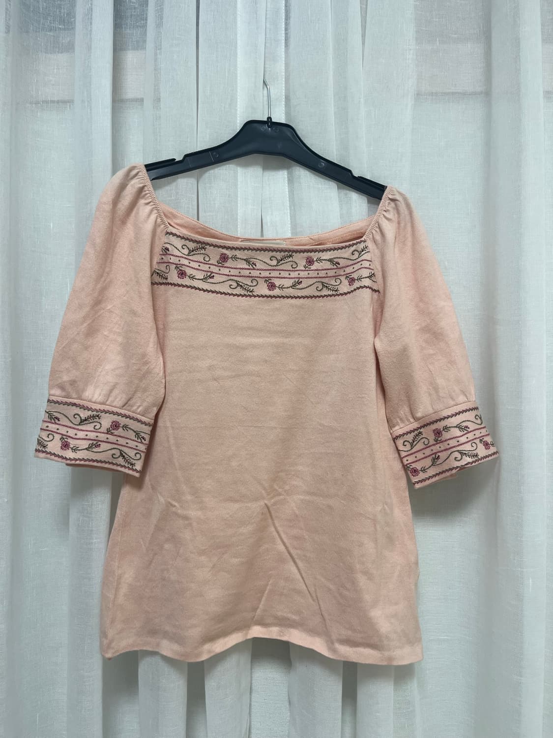 일본 빈티지 모리걸 플라워 퍼프 티셔츠 상품이미지1