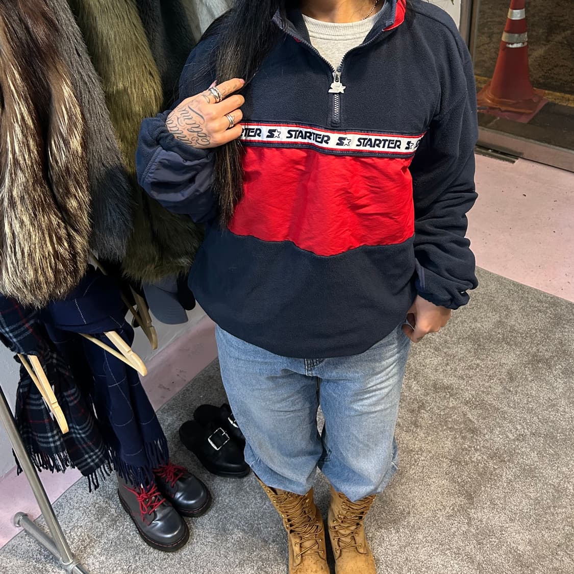 스타터 배색 플리스 웜업L 상품이미지1