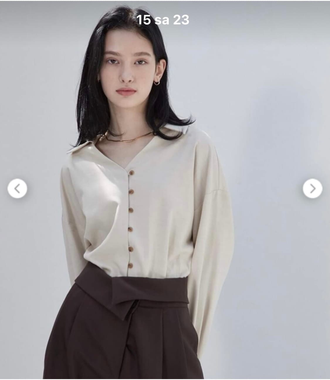 아무르무아루 허리 랩 핀턱 브라운 슬랙스 상품이미지2