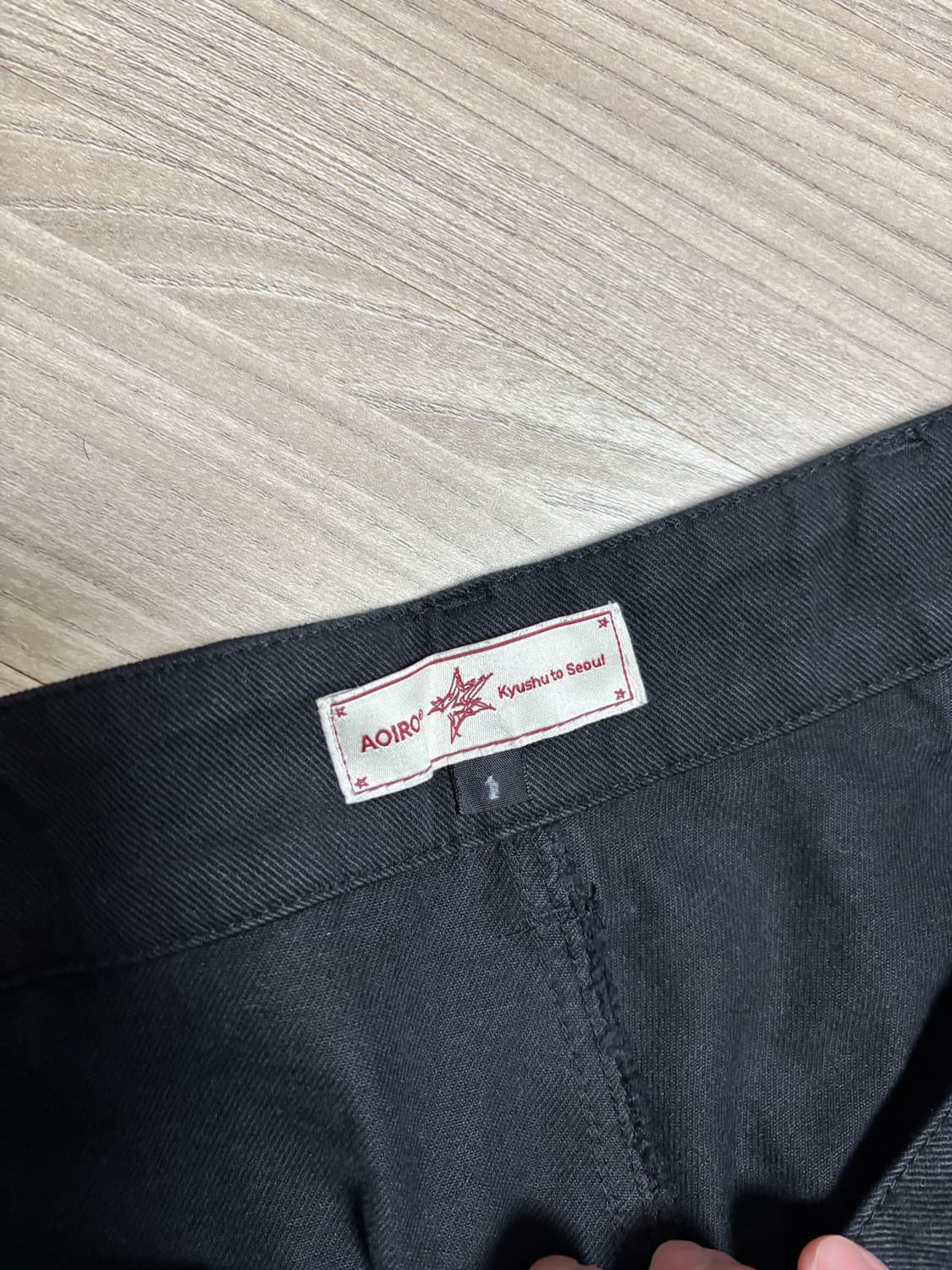 아오이로 페이크 스터드 커트 더블니 데님 블랙 상품이미지2