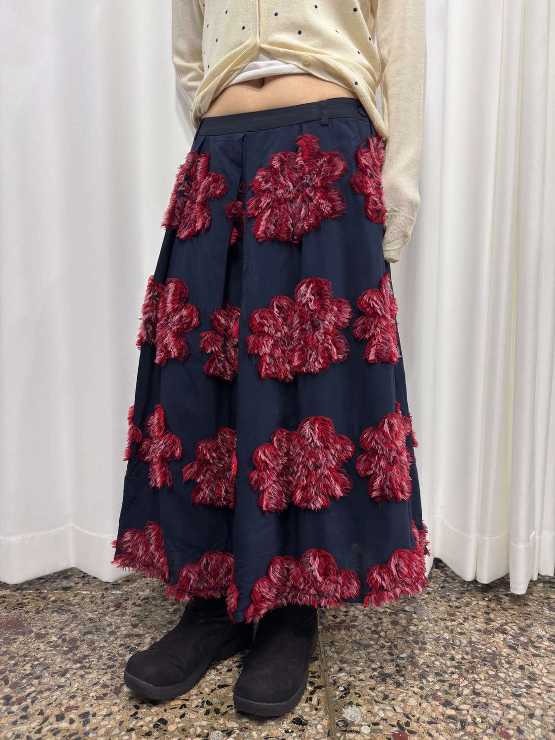 cuff fur flower design skirt 상품이미지2