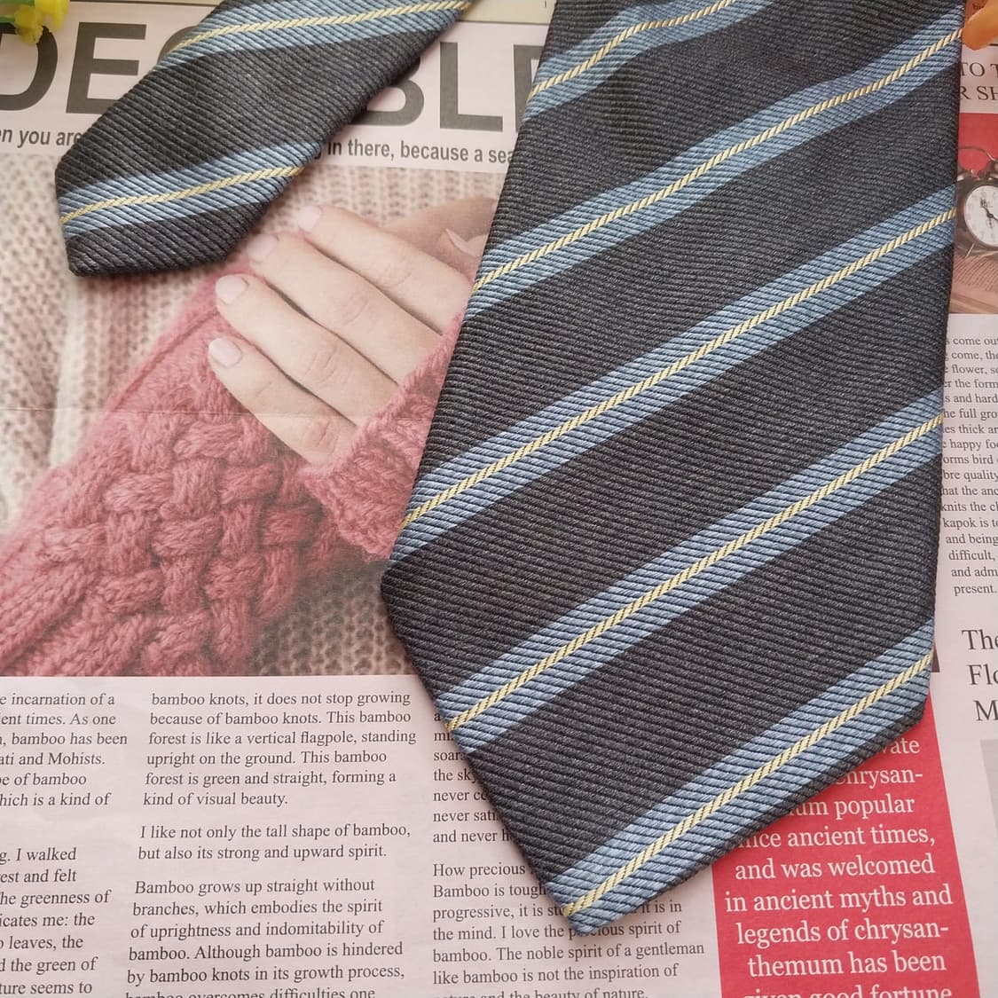 알테아 실크 그레이 스트라이프 넥타이 9.9cm A+등급 K1309
 상품이미지4