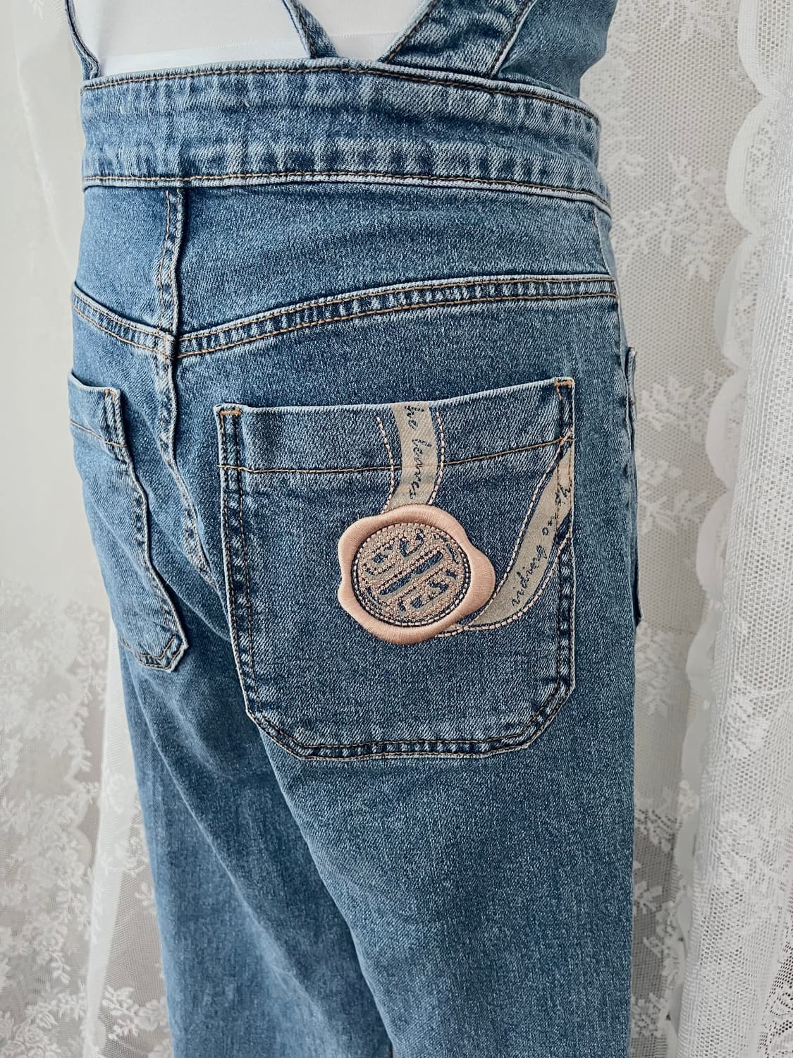 55) 에고이스트 데님 점프수트 중청 상품이미지4