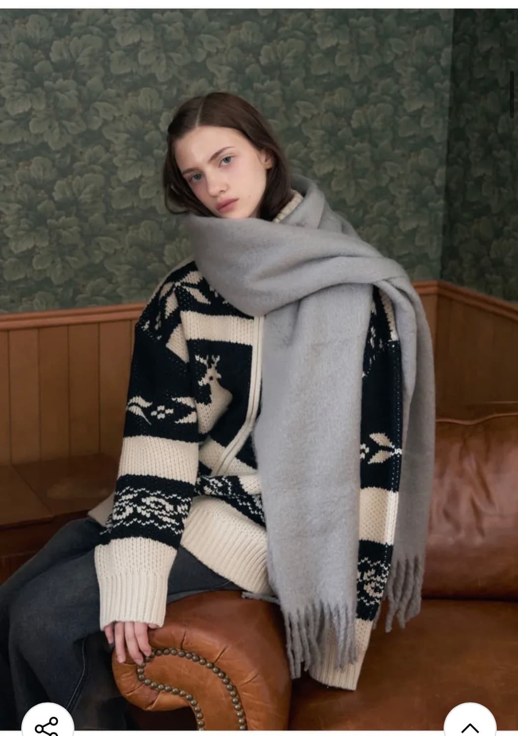 (FREE) 레더리 노르딕 니트 집업 CREAM/BK 판매 상품이미지6