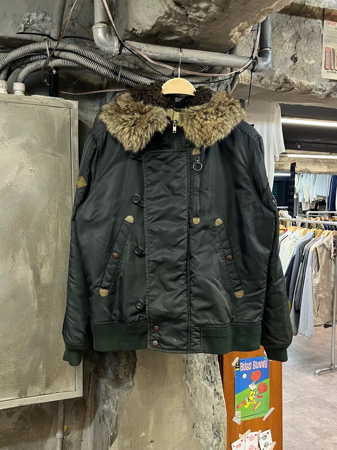 디젤 후드 퍼 봄버 자켓 카키 M #csz2360 상품이미지1