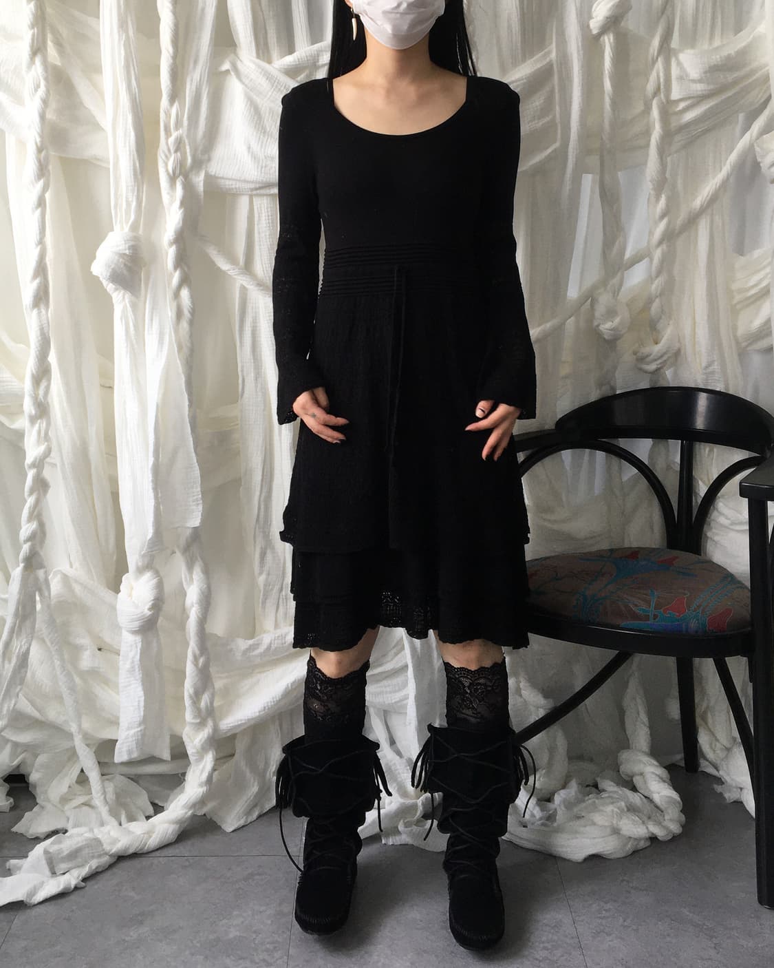 Punching patterns knit onepiece 상품이미지7