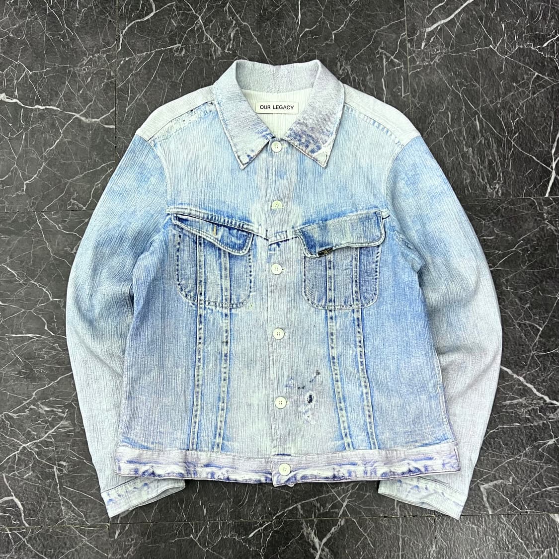 아워레가시 리버스 플리츠 디지털 프린트 데님셔츠 상품이미지4