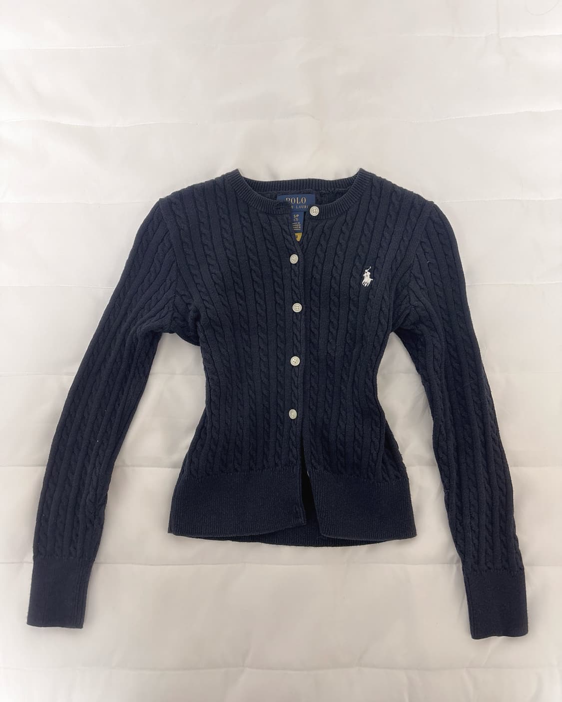 폴로 랄프로렌 걸즈 가디건 케이블 네이비 S 상품이미지1