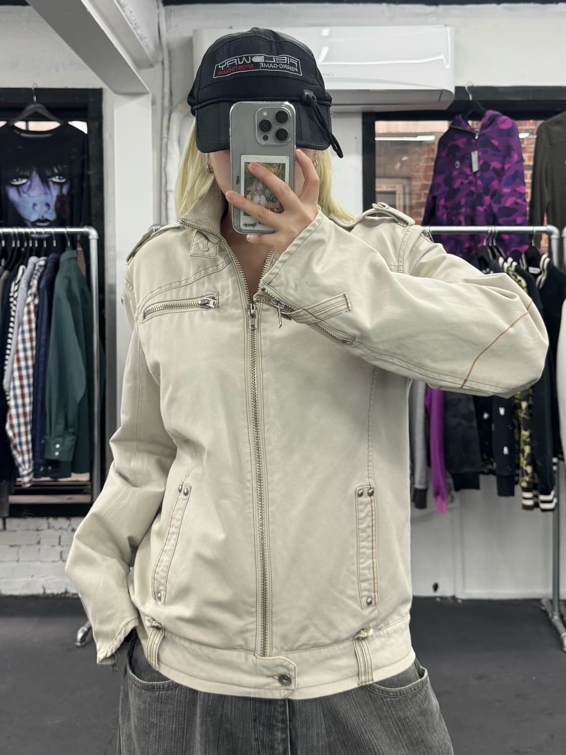 VTG 넥버튼 코튼 바이커 자켓 상품이미지4