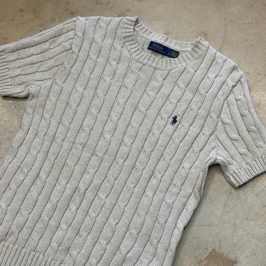 S 폴로랄프로렌 여성용 아이보리 반팔 니트 상품이미지1