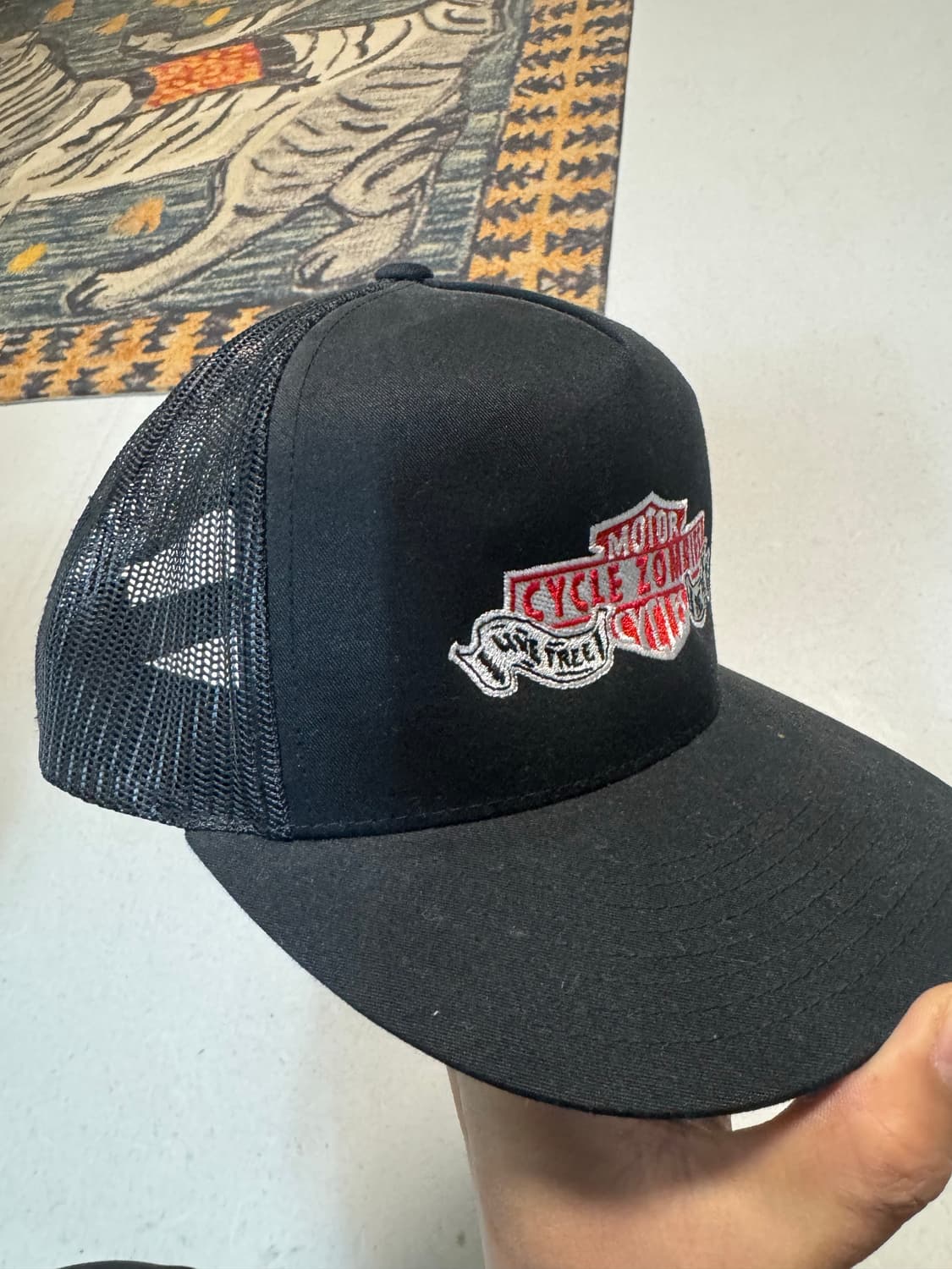 모터사이클 좀비 빈티지 자수 스냅백 트러커캡 모자 볼캡 블랙 상품이미지2
