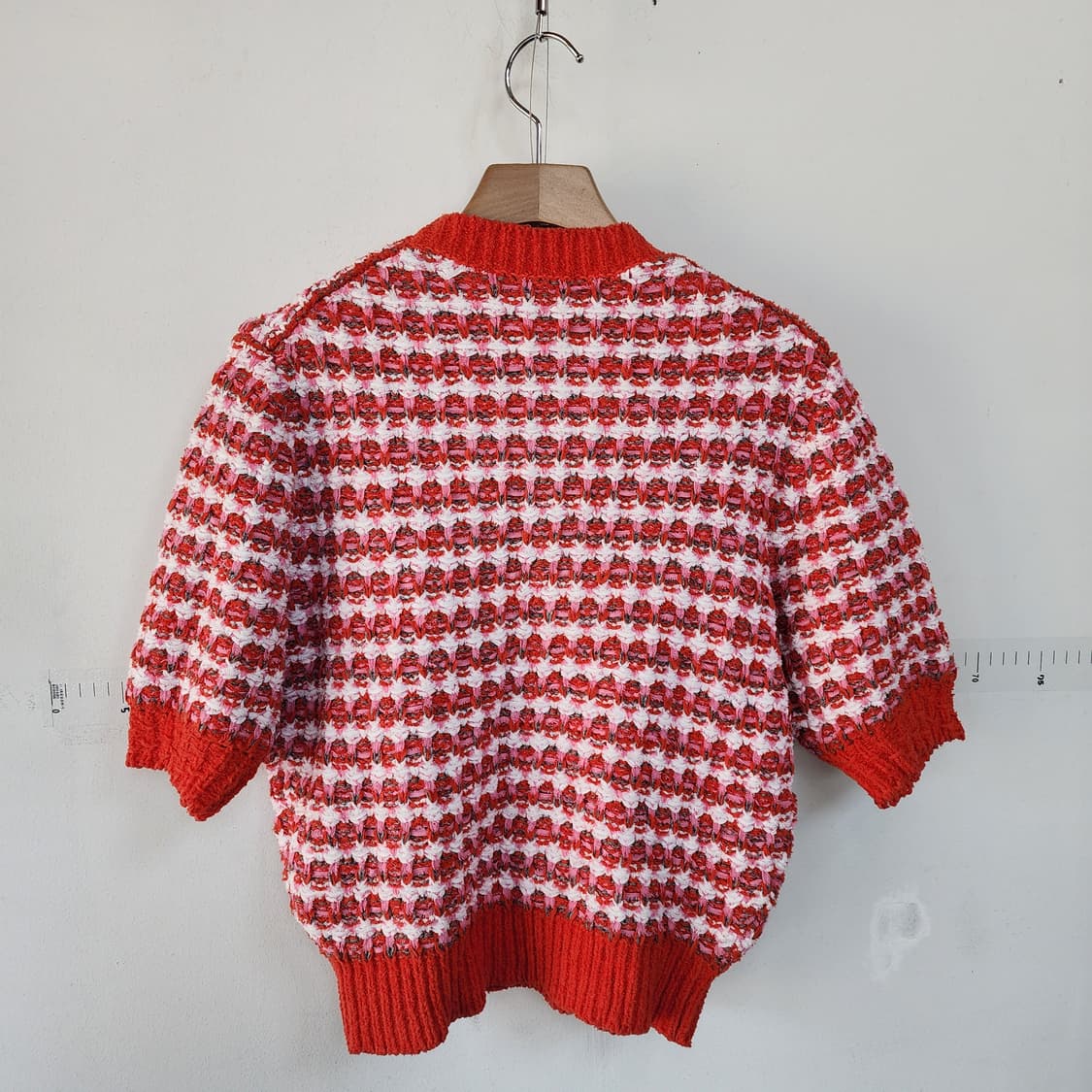 앤테일러 레드 화이트 반팔 니트 상품이미지4