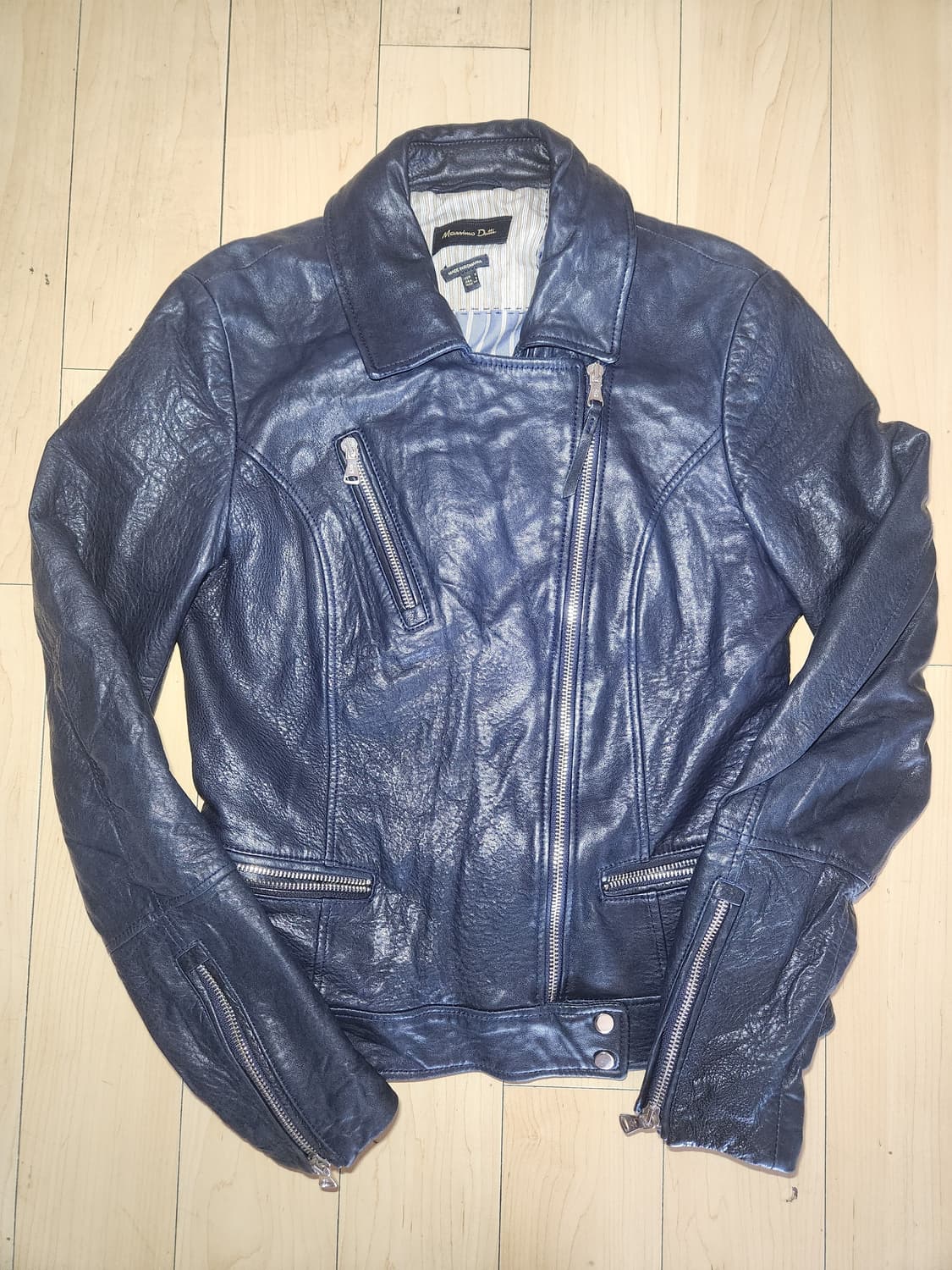 마시모두띠 양가죽 라이더 자켓 S 네이비 상품이미지1