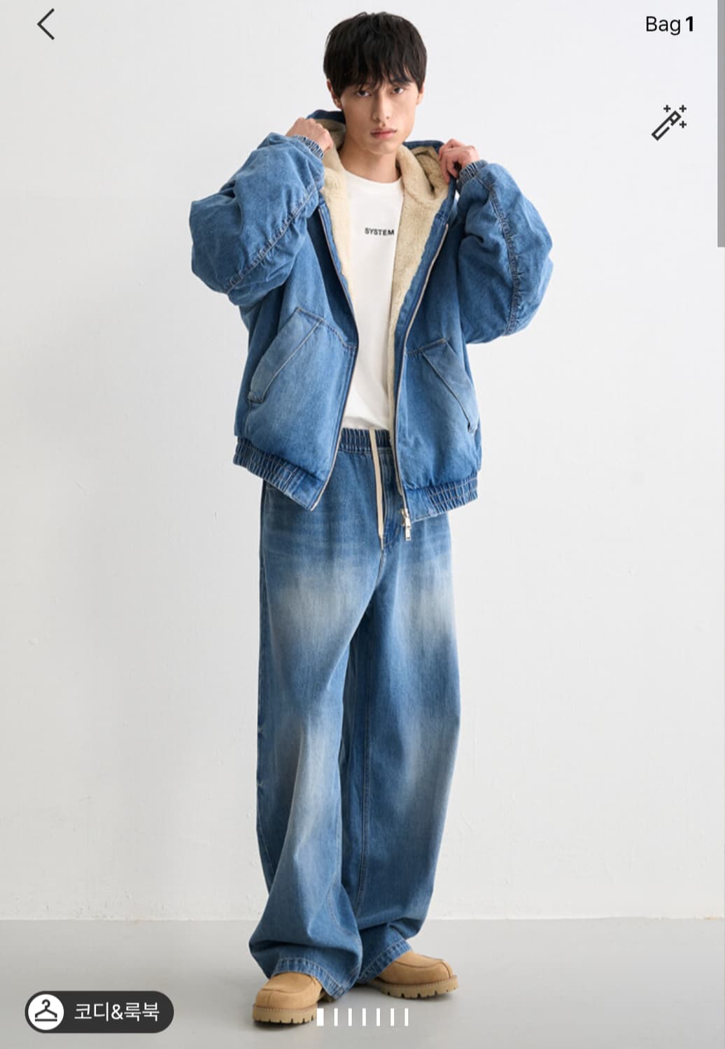 시스템옴므 데님 후드 점퍼 상품이미지1
