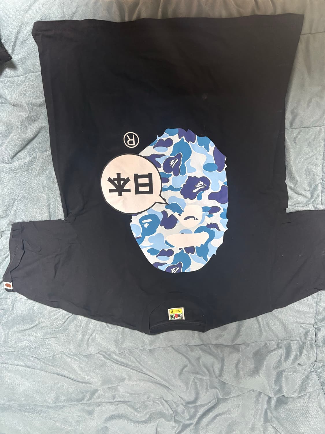 Bape 베이프 블루 카모 일본 티셔츠 XL 상품이미지1