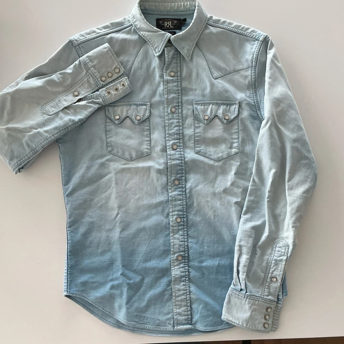 RRL 더블알엘 워시드 데님 웨스턴 셔츠 연청 상품이미지1