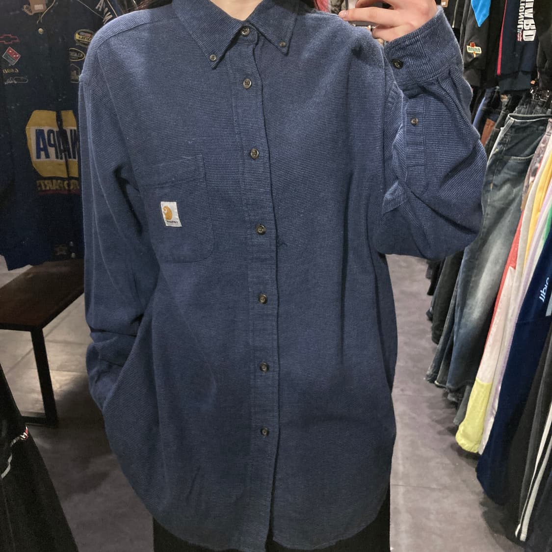 [IM] 칼하트 울 헤링본 긴팔셔츠 네이비 상품이미지6