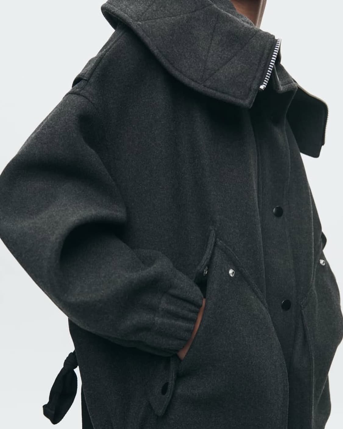 자라 ZW 컬렉션 리본 오버사이즈 코트 상품이미지2