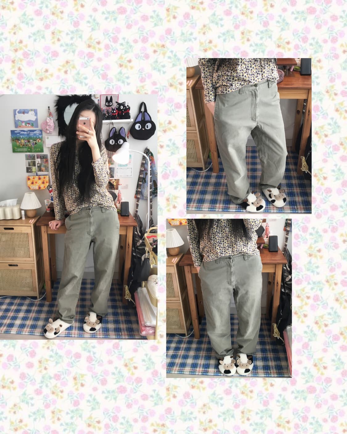 vintage straight pants light olive 상품이미지1