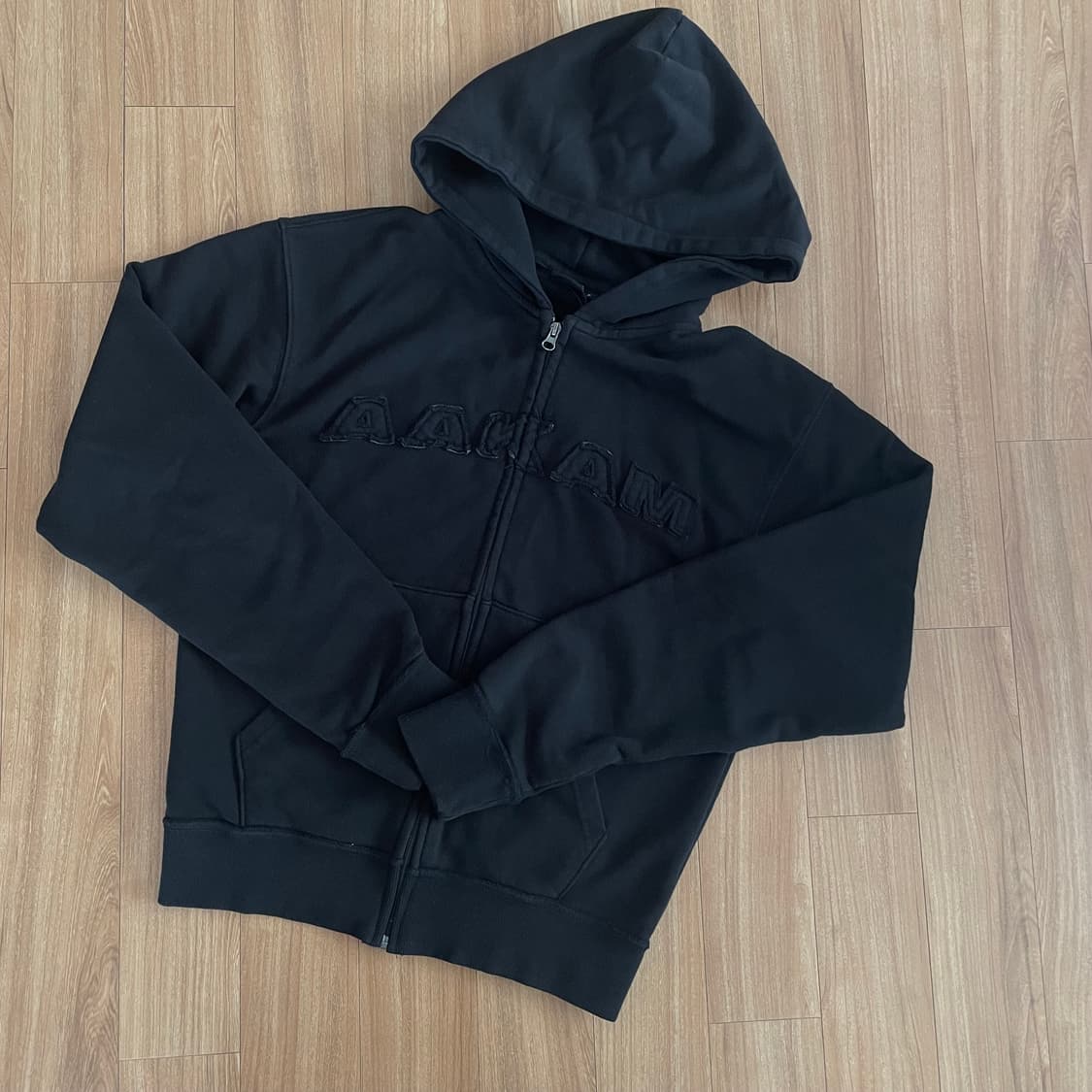 아캄 워시드 로고 후드집업 블랙 Washed Logo Zip-Up  상품이미지4