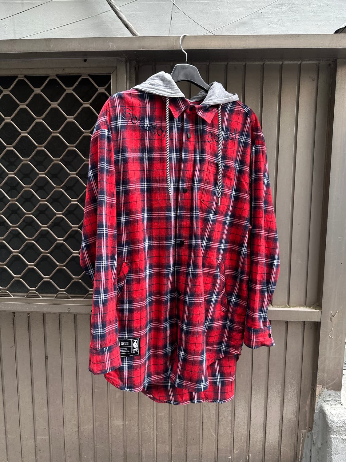 NBA red hoodie flannel long shirt jacket 상품이미지2