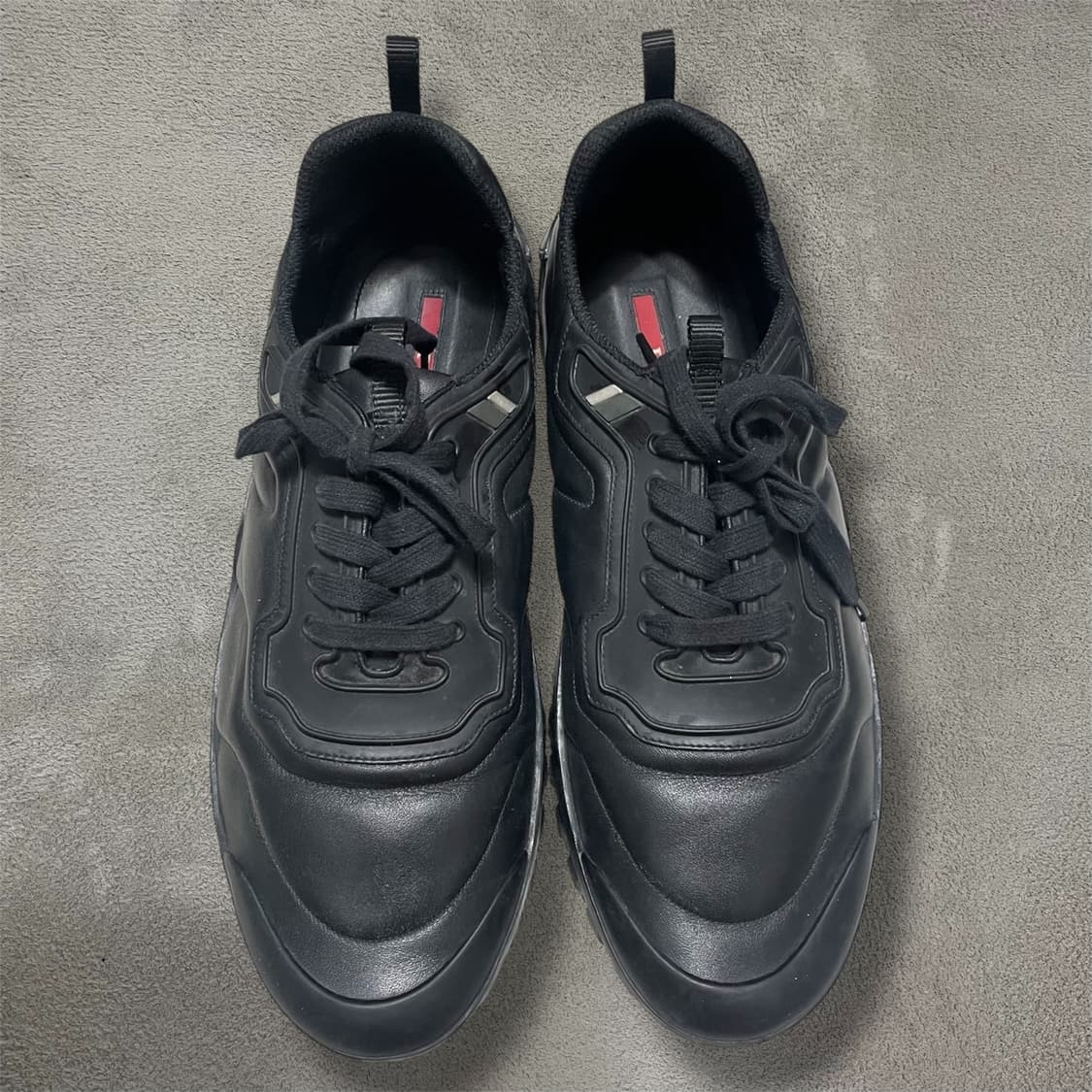 275~280) 프라다 스포츠 레더 가죽 스니커즈 신발 블랙 상품이미지1