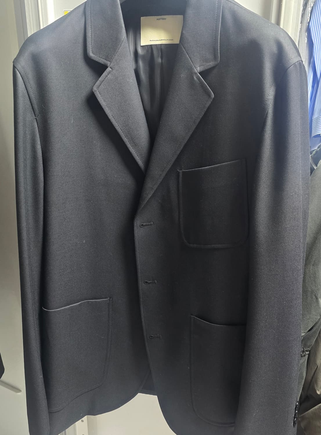 포터리 파인 울 스포츠 자켓 테이퍼드 팬츠 셋업 수트 정장 블랙 3/2( 상품이미지1