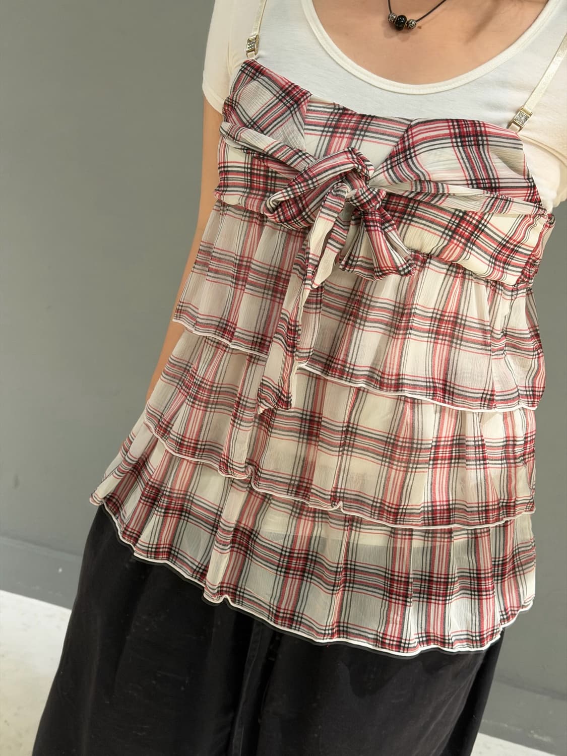 check can-can layered detail top 상품이미지4
