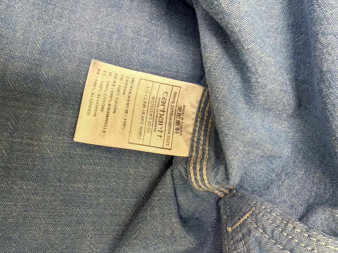 칼하트윕/클링크 하트 셔츠 블리치 린스드(샴브레이 셔츠)/L 상품이미지7