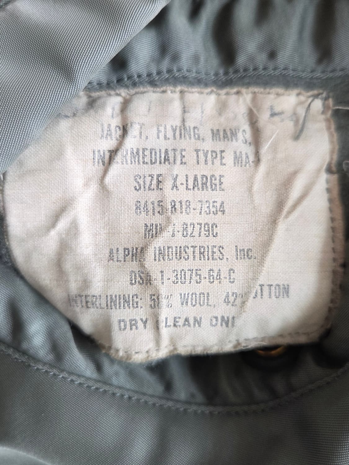 1964 OG MA-1 플라이트 자켓 C 타입 XL 상품이미지4