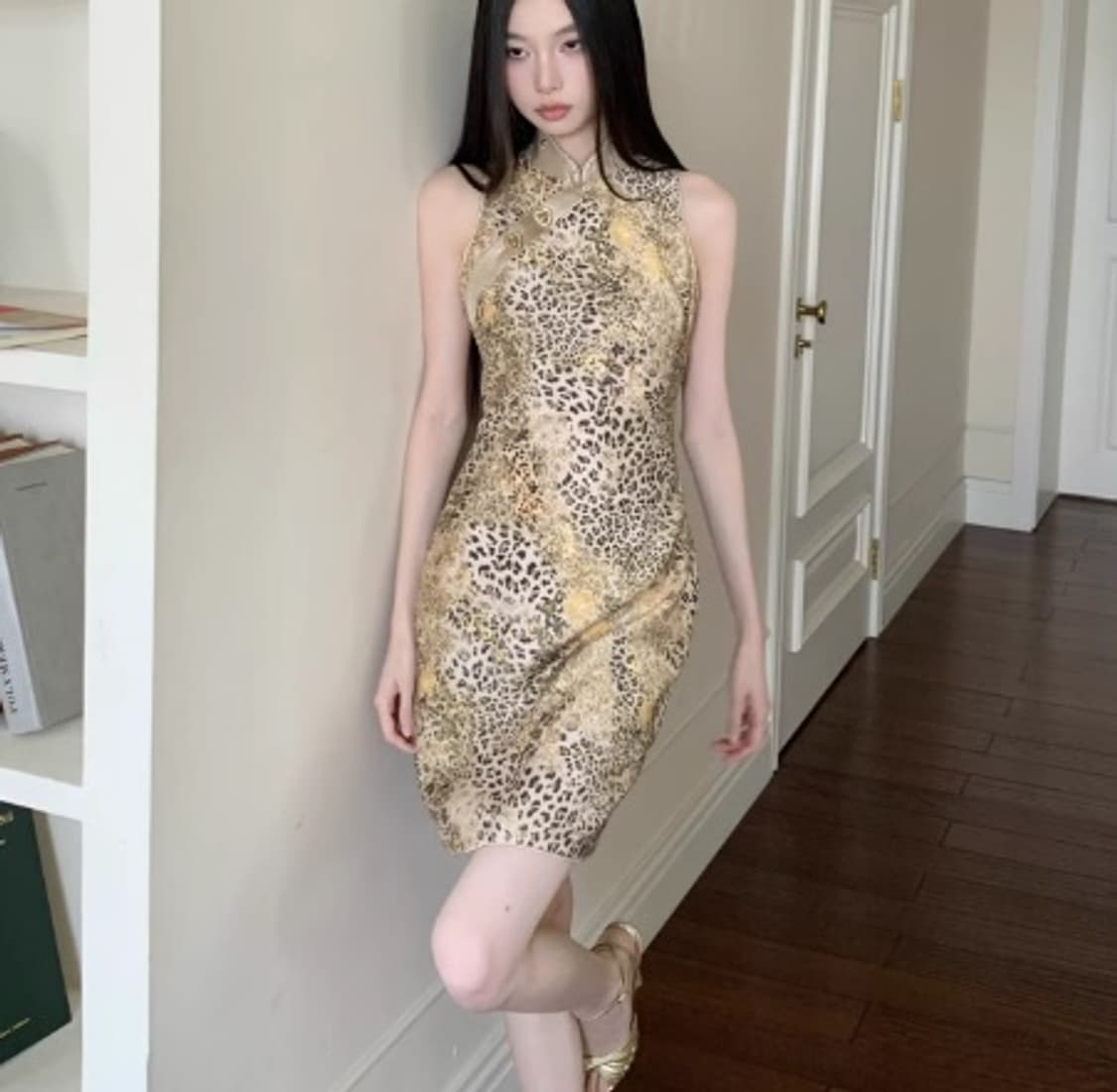 레오파드 미니 원피스 치파오 갸루 오리엔탈 상품이미지1