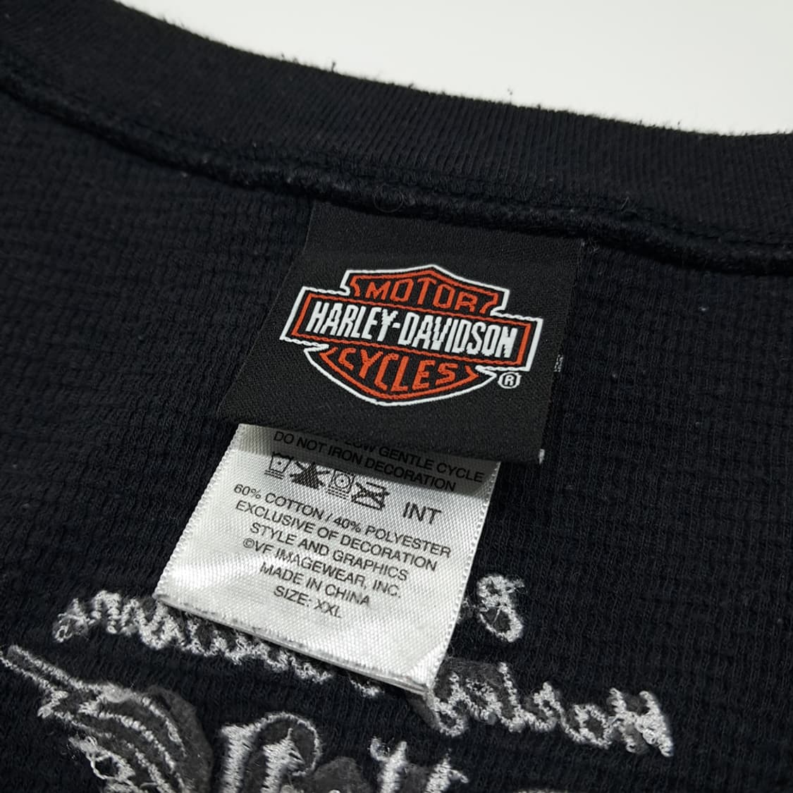 CL758 2XL 할리데이비슨 00s 헨리넥 블랙 니트 티셔츠 상품이미지5
