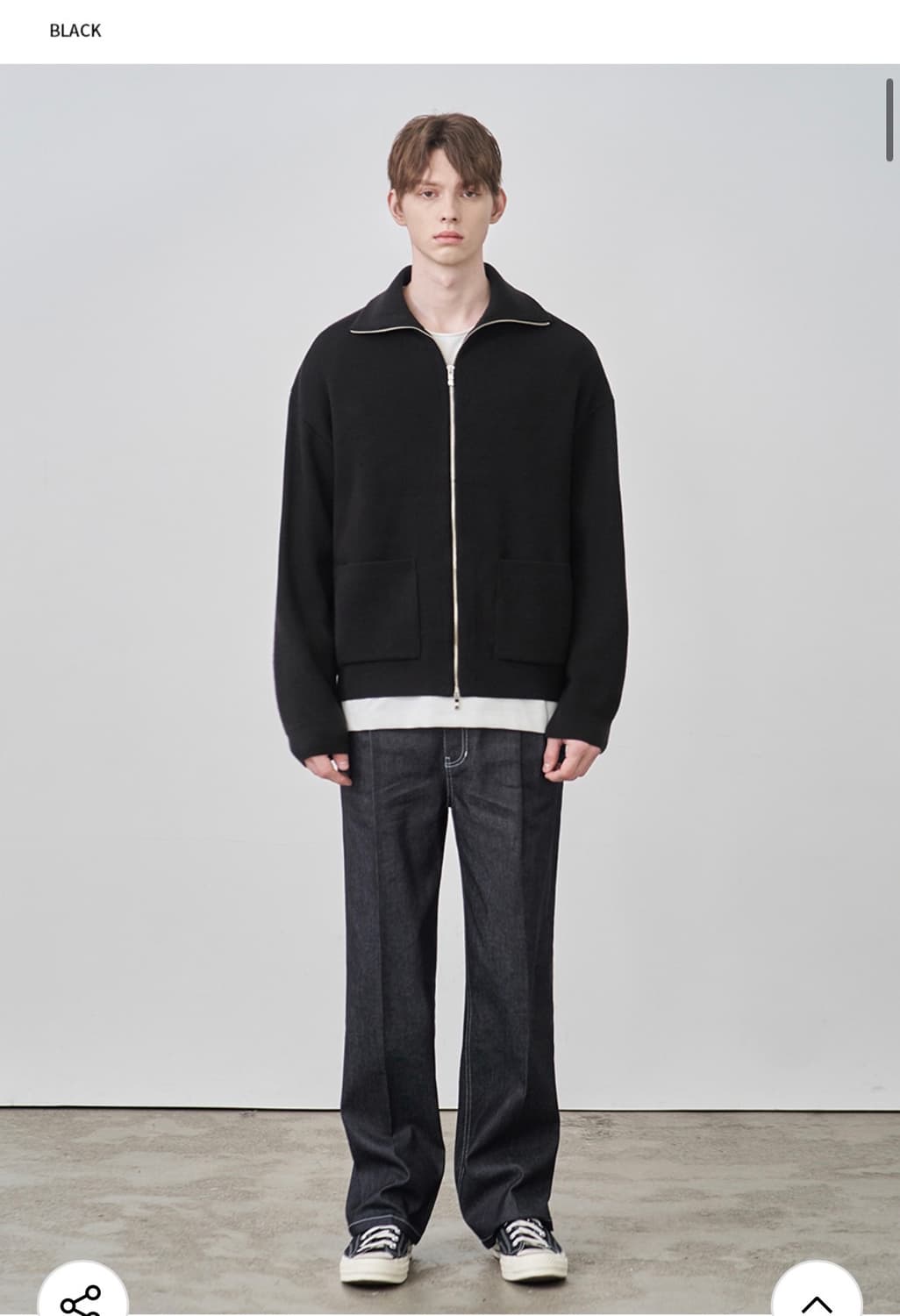 (새상품)(M) 드로우핏 오버사이즈 PBT 투웨이 풀집업 니트 BLACK 상품이미지3