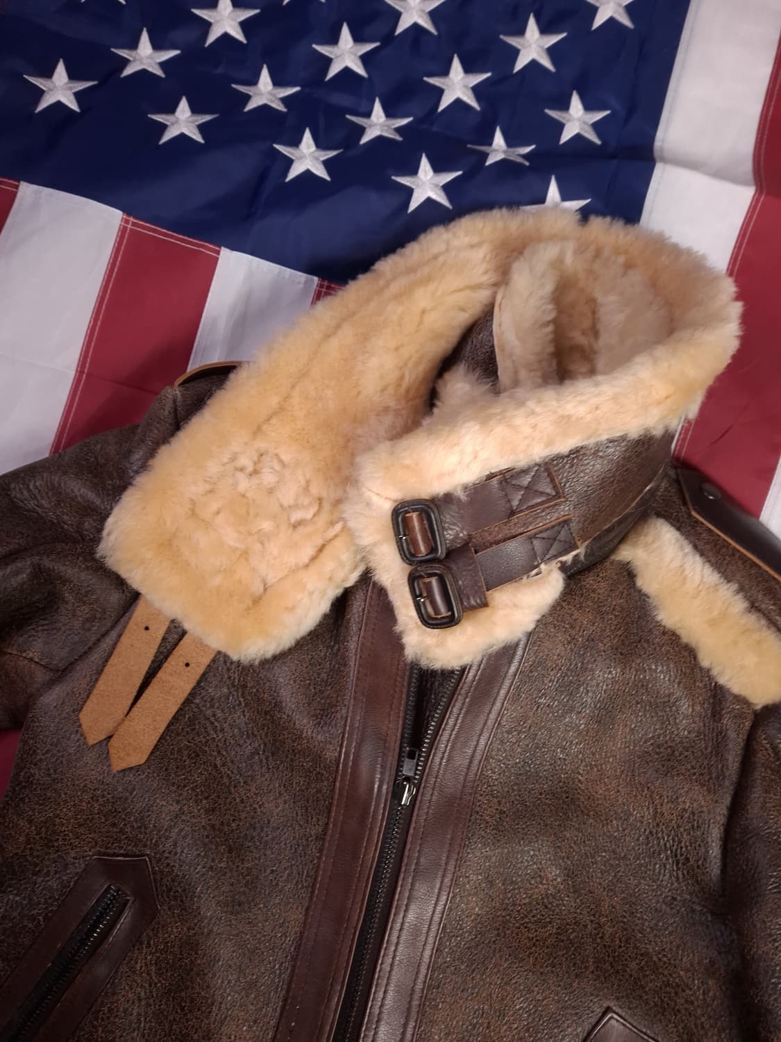 새제품 빈티지 리얼레더 무스탕 상품이미지5