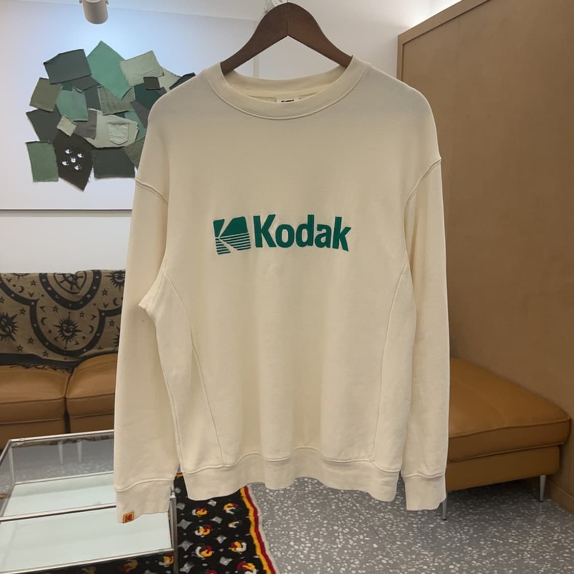 코닥 빈티지 딥그린 자수로고 크림 맨투맨 S C07623 상품이미지3