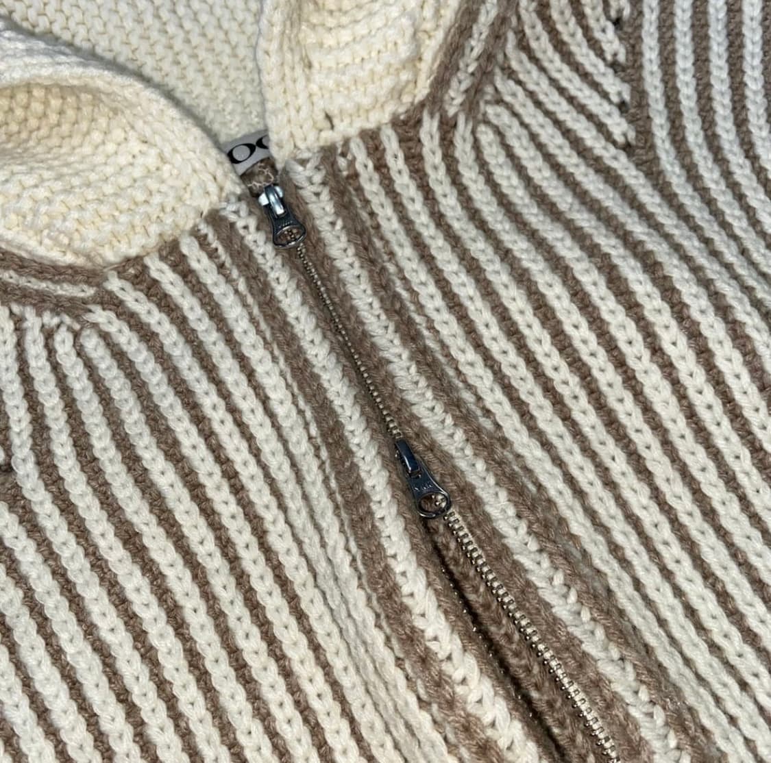 쿠어 투톤 숄 카라 집업 가디건 (아이보리) 상품이미지3