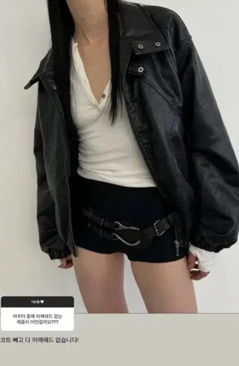 보헤미안서울 패디드하이넥 모토 레더자켓 오버핏 상품이미지4