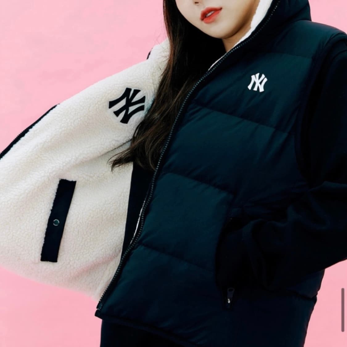 mlb 엠엘비 리버시블 양면 뽀글이 패딩 조끼 상품이미지3