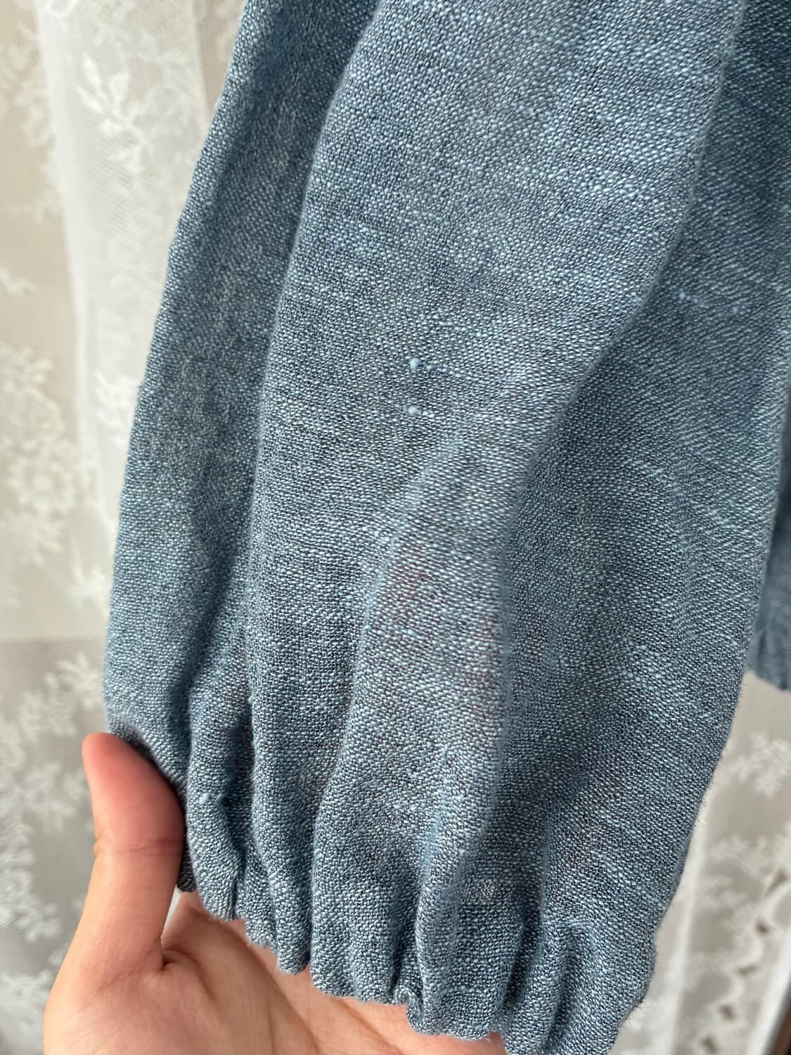 83-94-160) 한섬 랑방컬렉션 린넨 블라우스 블루 상품이미지5