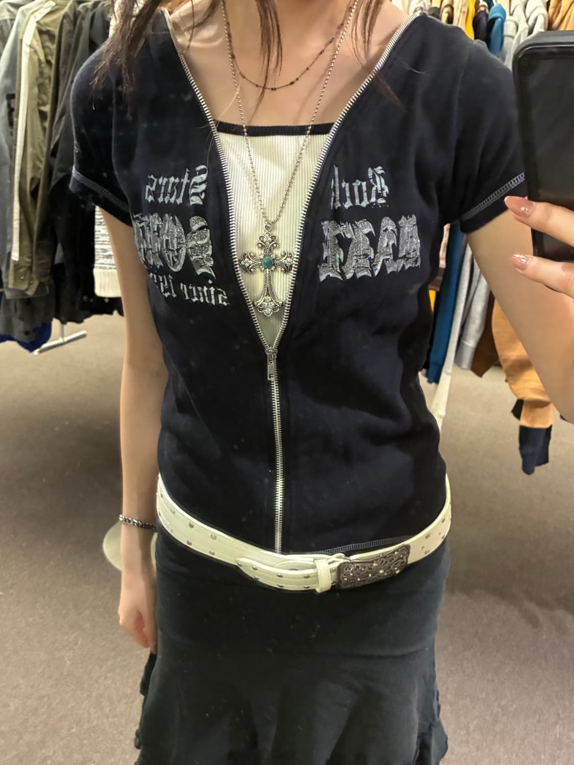 M)Japanese vintage 여성 레이어드 반팔 집업(이염) 상품이미지1