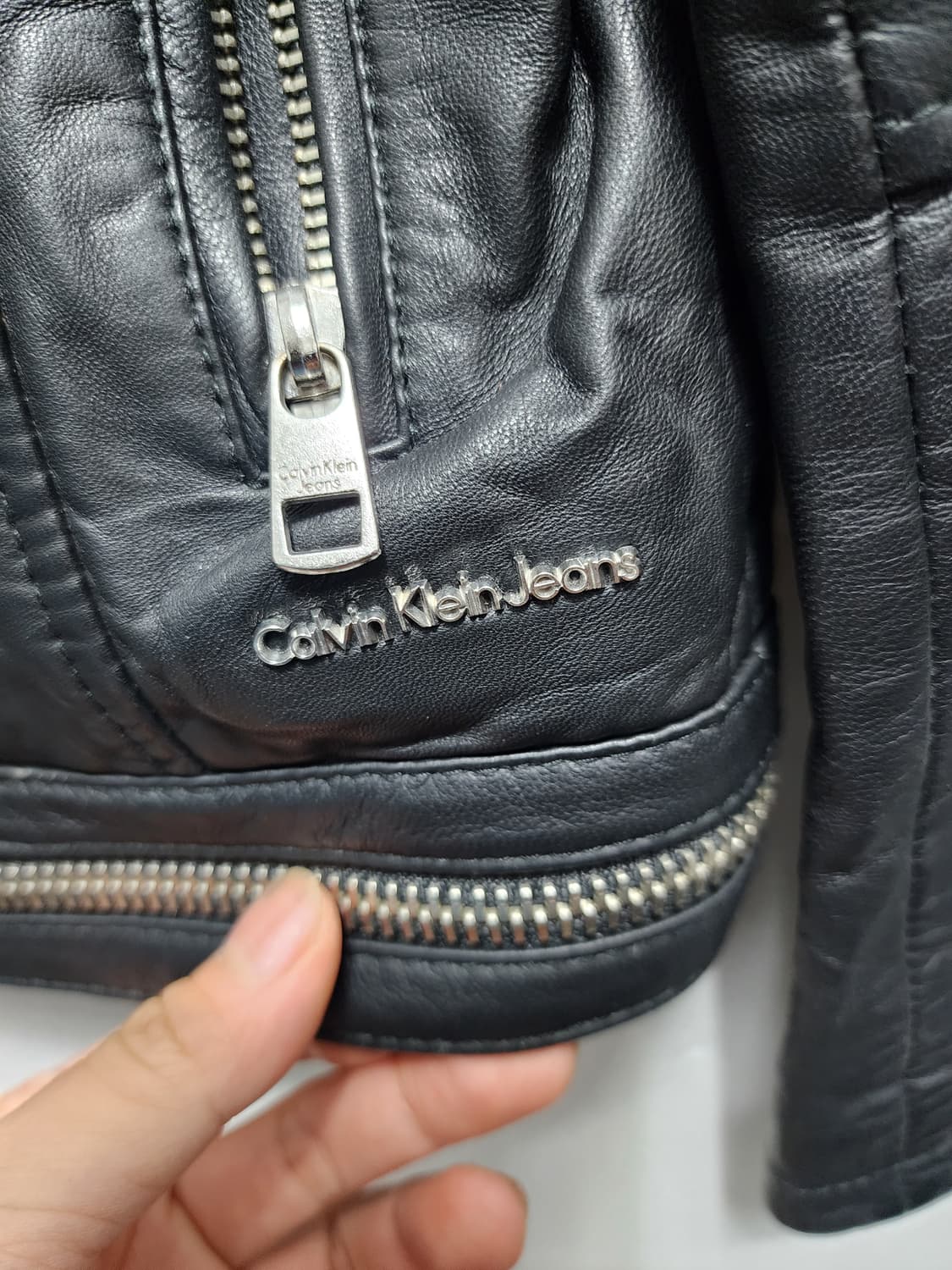 캘빈클라인 CK 스틸로고 리얼레더 라이더자켓 상품이미지5