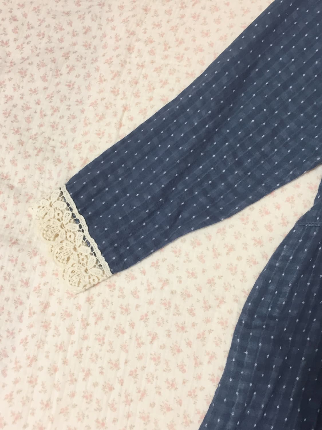 빈티지 모리걸 블루 도트 블라우스 상품이미지3