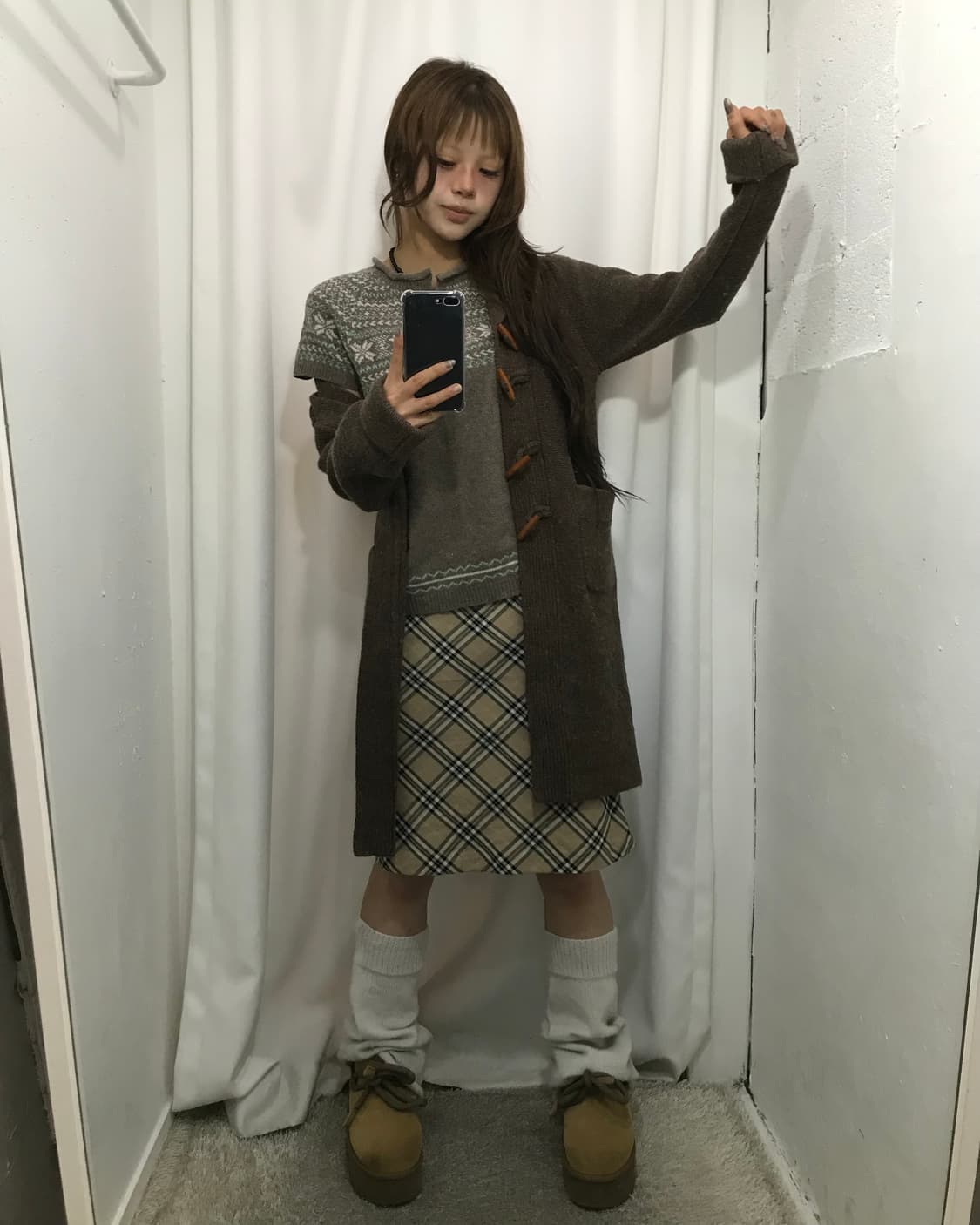 🪹따뜻한 브라운 체크 코디 세트 🪹 상품이미지1