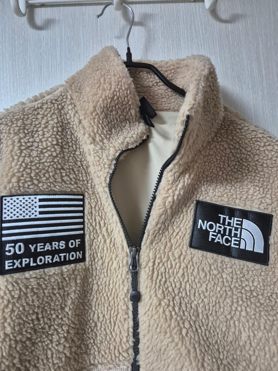 노스페이스 베이지컬러 쉐르파 플리스 집업S 여성 상품이미지3